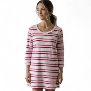 Kate Spade Sleep Shirt Dress Loungewear Cute Comfy Designer Pink Stripe Sz Large